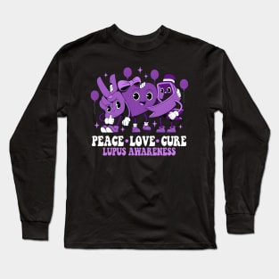 Purple Ribbon Survivor Groovy Lupus Awareness Long Sleeve T-Shirt